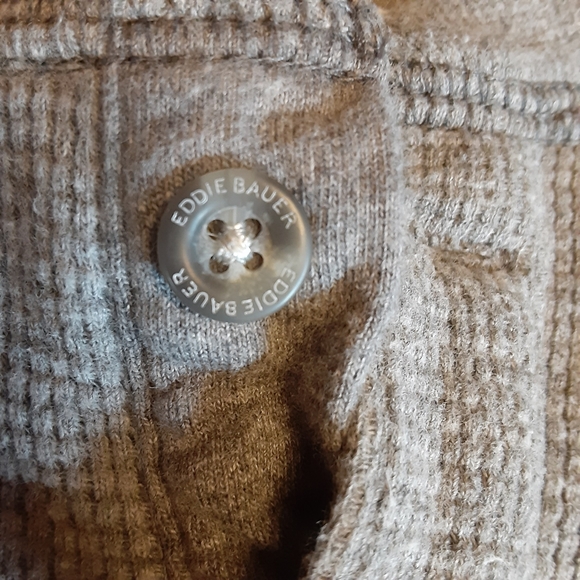 EDDIE BAUER THERMAL WAFFLE KNIT HENLEY in Light Heather Gray MENS SIZE 2XL. - Picture 13 of 13